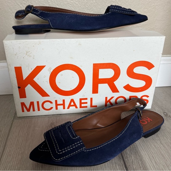 Michael Kors Navy Blue Suede flats sandals 8 - Picture 1 of 8
